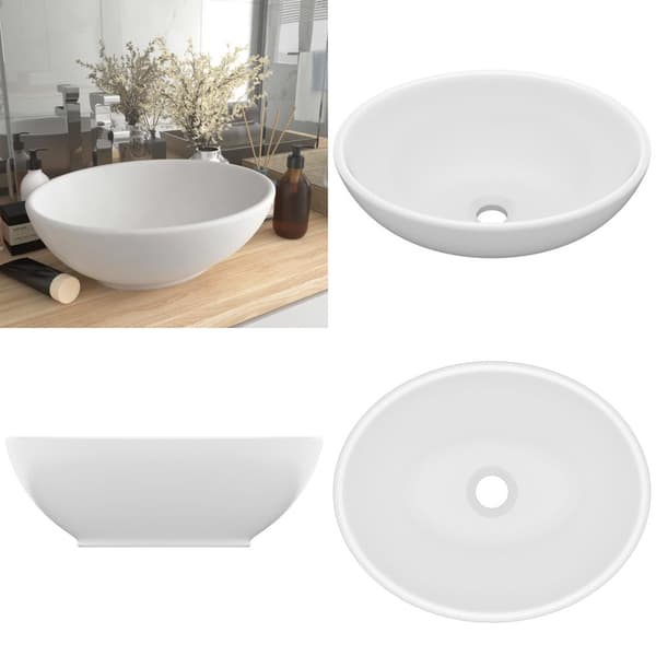 Luksuriøs håndvask 40x33 cm keramisk oval mat hvid - Luksuriøs Håndvask - Luksuriøse Håndvaske - Home & Living