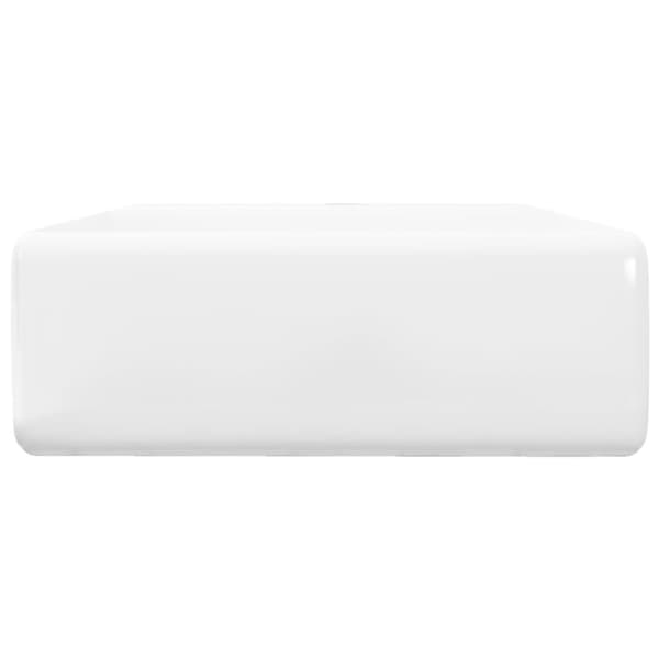 Keramisk firkantet håndvask m. Overløb og hul til hane 41 x 41 cm - - Home & Living