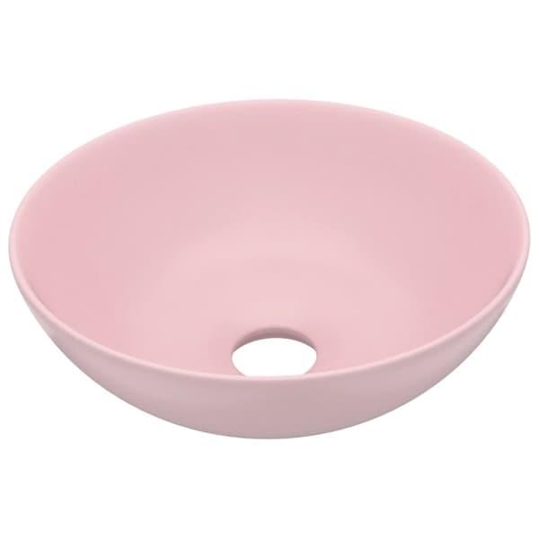 Keramisk håndvask til badeværelse rund mat pink - Badeværelsesvask - Badeværelsesvaske - Home & Living