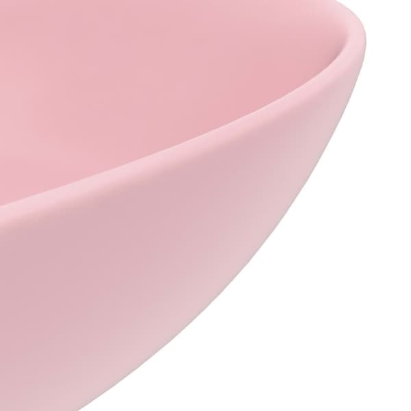 Keramisk håndvask til badeværelse rund mat pink - Badeværelsesvask - Badeværelsesvaske - Home & Living