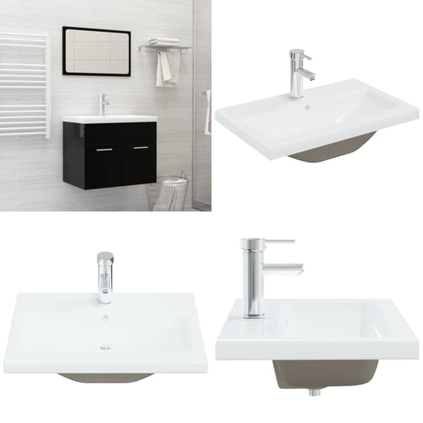 Indbygget håndvask med hane 61x39x18 cm keramisk hvid - Håndvask - Håndvaske - Home & Living