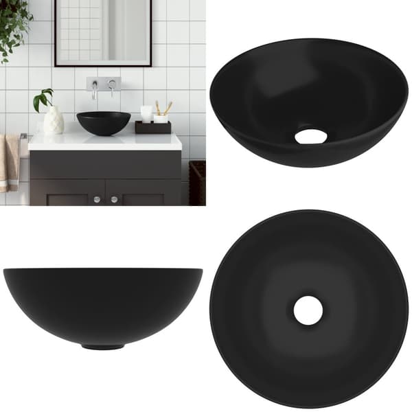 Handfat keramik matt svart rund - Badrumshandfat - Handfat - Home & Living