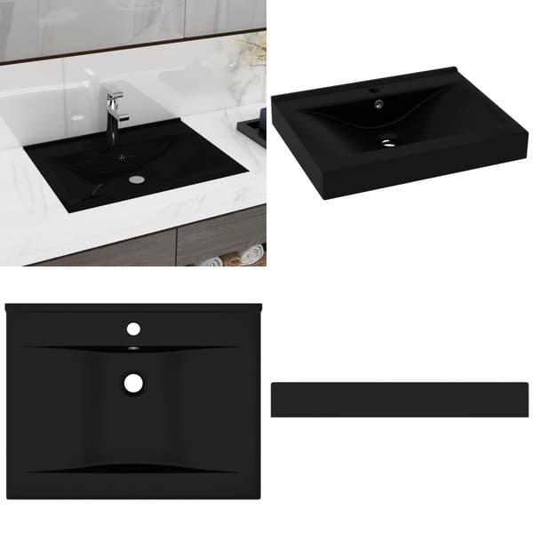 Luksuriøs håndvask med vandhanehul 60x46 cm keramisk mat sort - Luksuriøs Håndvask - Luksuriøse Håndvaske - Home & Living