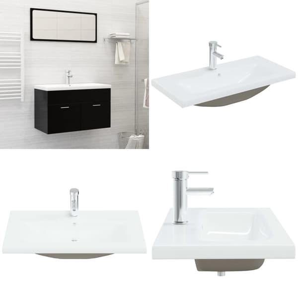 Indbygget håndvask med hane 81x39x18 cm keramisk hvid - Håndvask - Håndvaske - Home & Living
