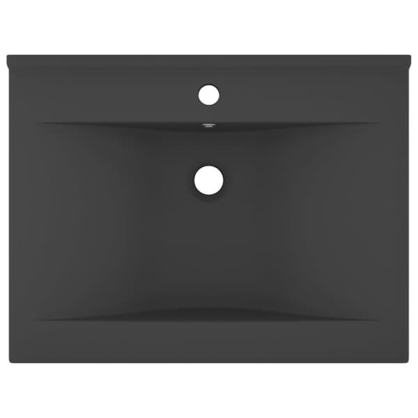Ylellinen pesuallas hanareiällä tummanharmaa 60x46 cm keraami - Pesuallas - Pesualtaat - Home & Living
