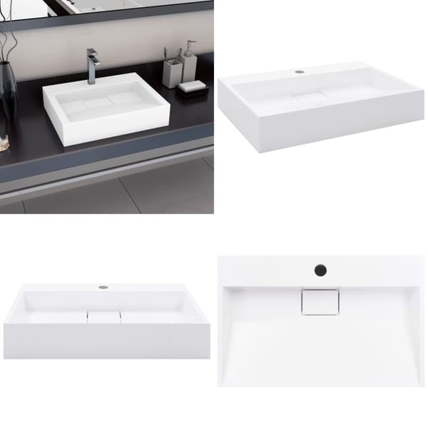 Håndvask 60 x 38 x 11 cm mineralstøbt/marmorstøbt hvid - Vask - Vaske - Home & Living
