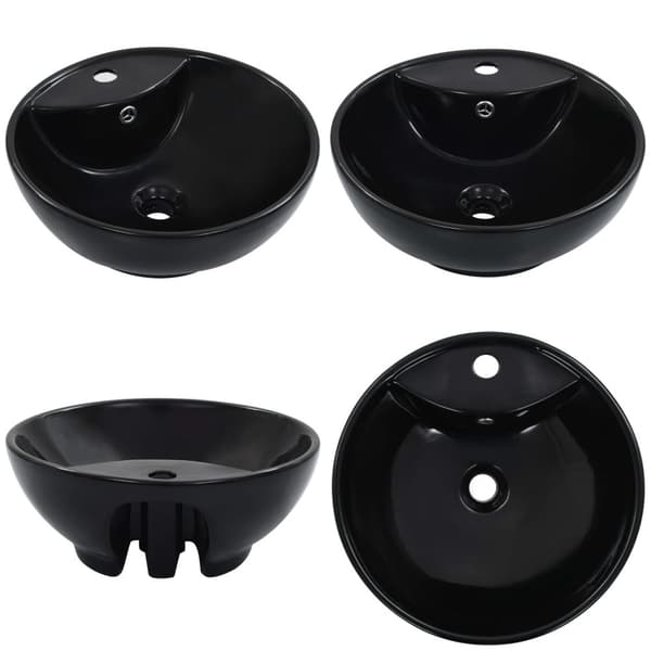 Håndvask med overløb 46,5 x 18 cm keramik sort - Vask - Vaske - Home & Living