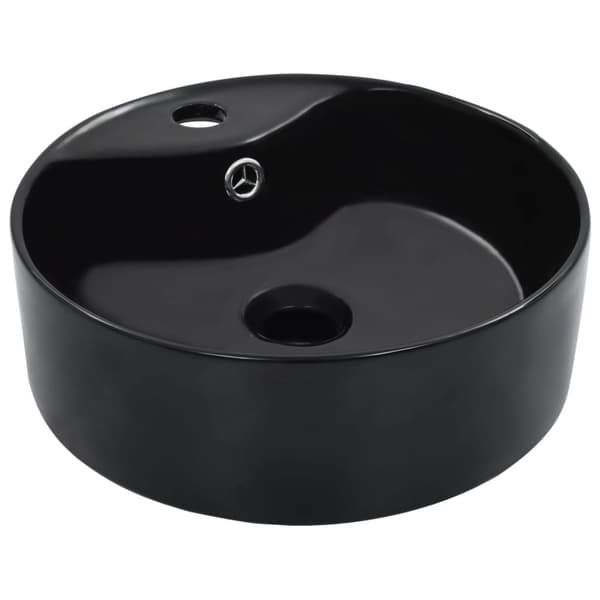 Håndvask med overløb 36 x 13 cm keramik sort - Vask - Vaske - Home & Living