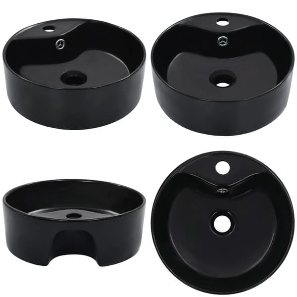 Håndvask med overløb 36 x 13 cm keramik sort - Vask - Vaske - Home & Living
