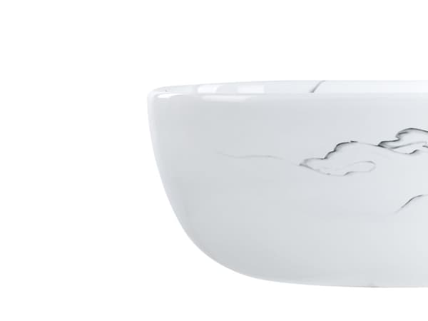 Håndvask til badeværelse med hvid keramisk marmoreffekt rektangulær 47 x 34 cm glamourøs stil