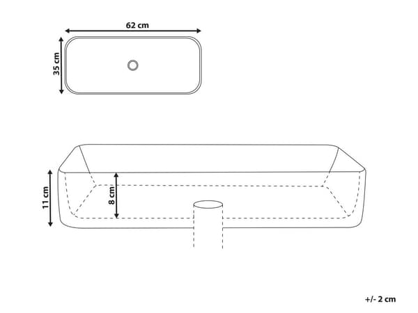 Håndvask til badeværelse, hvid keramisk marmoreffekt, rektangulær 62 x 35 cm, moderne stil