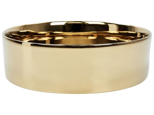 Badeværelse håndvask bordplade guld keramik rund 40 x 40 cm glam stil
