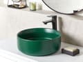Miniatyrbillede 2 af 4: Badeværelse håndvask bordplade grøn keramik 37 cm rund moderne design badeværelseshåndvask