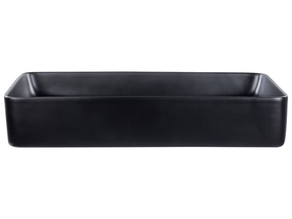 Pesuallas musta keraaminen 61 x 35 x 11 cm suorakulmio tulpalla kylpyhuoneen minimalistinen perinteinen tyyli