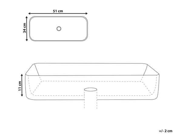 Pesuallas musta keraaminen 51 x 34 x 11 cm suorakulmio tulpalla kylpyhuoneen minimalistinen perinteinen tyyli