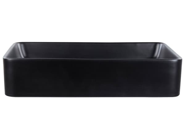 Pesuallas musta keraaminen 51 x 34 x 11 cm suorakulmio tulpalla kylpyhuoneen minimalistinen perinteinen tyyli