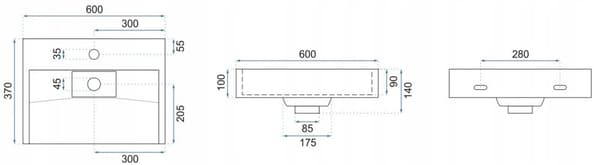 VASK GOYA HVID + RAMME 60