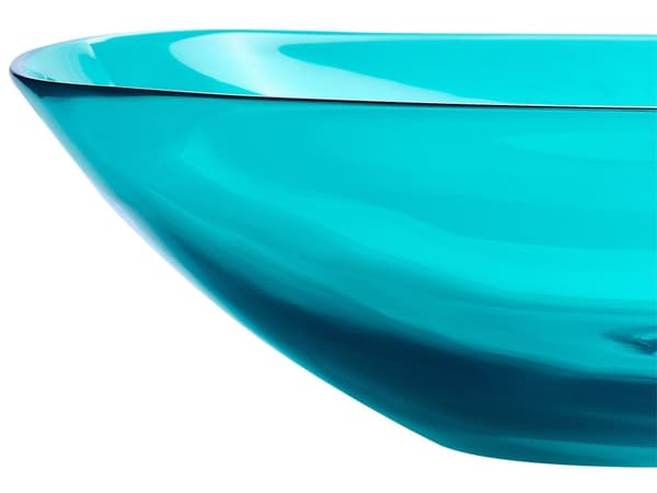 Tvättställ för Bänkskiva Turkos Hård Yta 34 x 36 cm Halvtransparent Handfat för Badrum