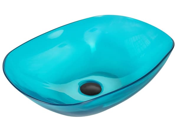 Tvättställ för Bänkskiva Turkos Hård Yta 34 x 36 cm Halvtransparent Handfat för Badrum