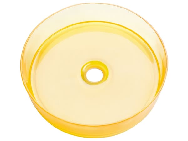 Handfat Tvättställ Gul Halvgenomskinlig Solid Yta 36 cm Rund Badrum