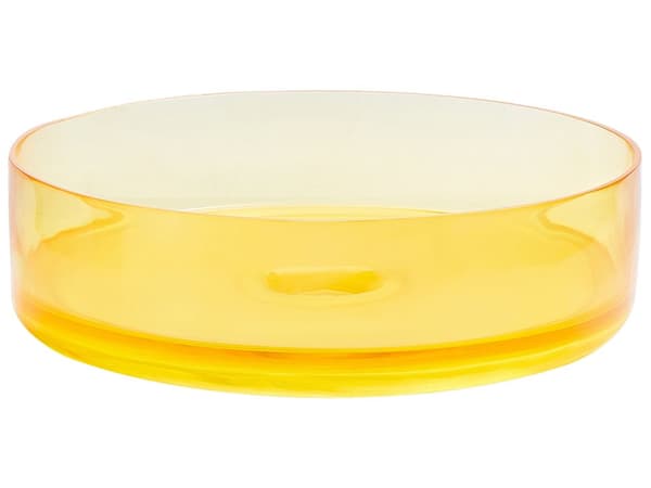 Handfat Tvättställ Gul Halvgenomskinlig Solid Yta 36 cm Rund Badrum