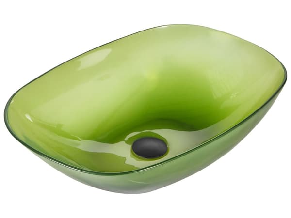 Tvättställ för Bänkskiva Grön Hård Yta 34 x 36 cm Halvtransparent Handfat för Badrum