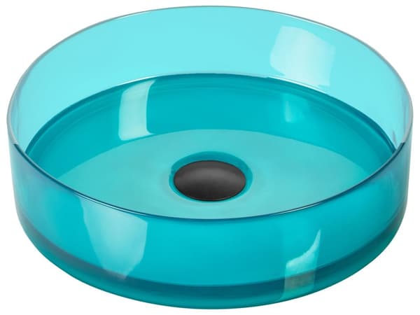 Handfat Tvättställ Turkos Halvgenomskinlig Solid Yta 36 cm Rund Badrum