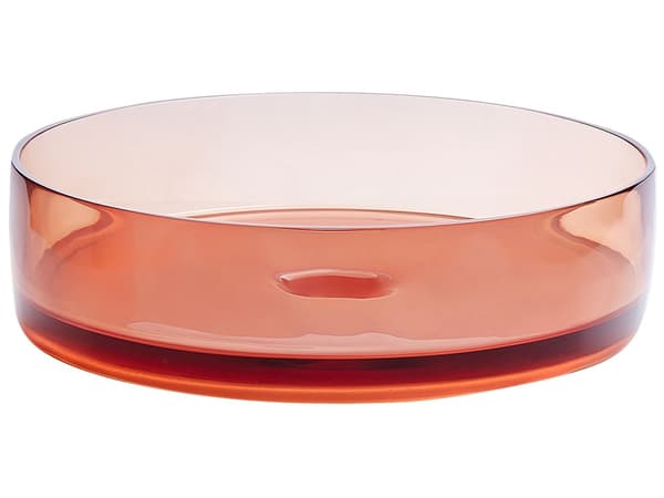 Handfat Tvättställ Röd Halvgenomskinlig Solid Yta 36 cm Rund Badrum