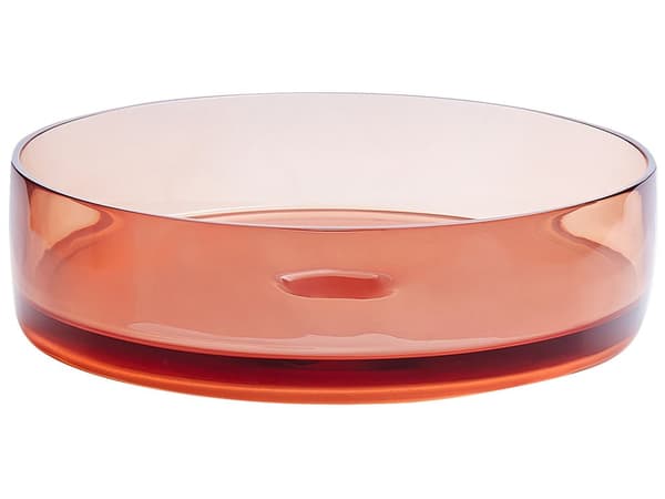 Handfat Tvättställ Röd Halvgenomskinlig Solid Yta 36 cm Rund Badrum
