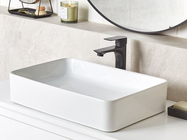 Servant med Benkeplate Hvit Blank Finish Keramisk 51 x 34 cm Rektangulær Baderomsvask