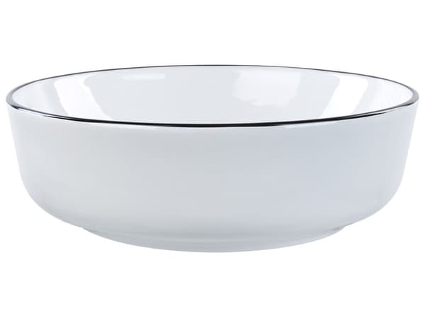 Benkeplate Servant Hvit med Svart Kant Glanset Keramisk 42 cm Rund Baderomsvask