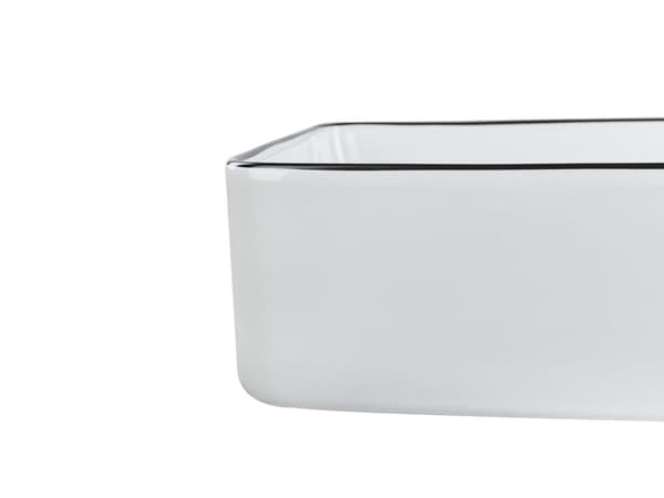 Servant Hvit med Svart kant Glanset Keramisk 61 x 35 cm Rektangulær Baderomsvask med Benkeplate