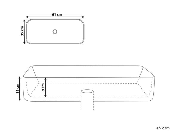 Servant Grå Keramikk 61 x 35 cm Rektangulær form Frittstående Industriell stil Vask Baderom
