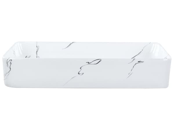 Servant Hvit Keramikk 61 x 35 cm Rektangulær form Marmoreffekt Frittstående Glamorøs stil Vask Baderom
