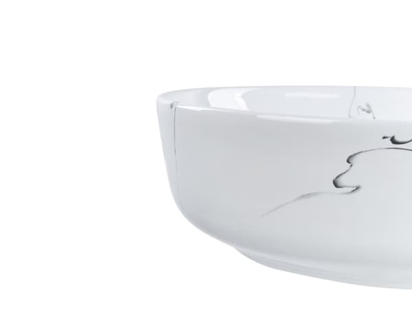 Servant Hvit Keramikk ø 42 cm Rund form Marmoreffekt Frittstående Glamorøs stil Vask Baderom