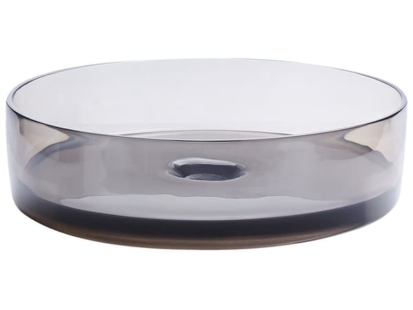 Benkeplate Servant Svart Gjennomsiktig Solid Overflate 360 mm Rund Baderomsservant
