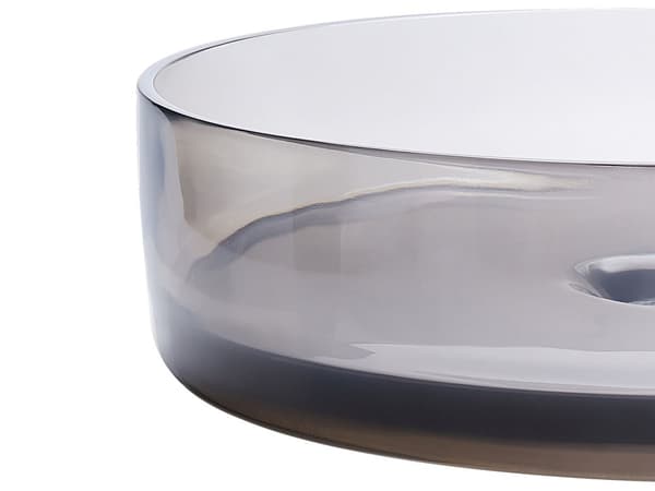 Benkeplate Servant Svart Gjennomsiktig Solid Overflate 360 mm Rund Baderomsservant