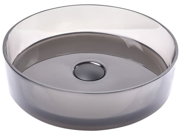 Benkeplate Servant Svart Gjennomsiktig Solid Overflate 360 mm Rund Baderomsservant