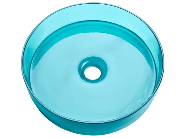 Benkeplatevask Turkis Blå Solid Overflate 360 mm Halvgjennomsiktig Rund Baderomsservant