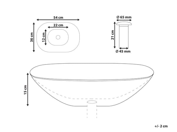 Benkeplate med svart heldekkende overflate 340 x 360 mm Semi-transparent baderomsservant