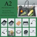 Miniatyrbild 2 av 4: Rostfritt stål dubbel diskho för kök, digital display, vattenreningsystem,Grå D2 7545