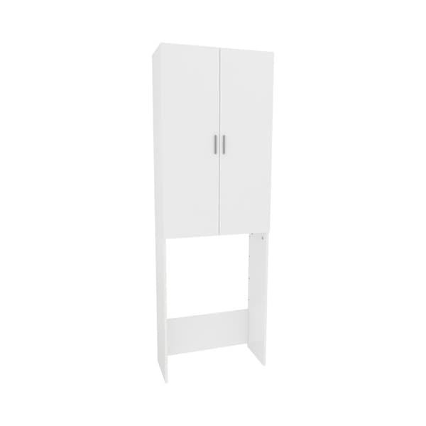 Tvättmaskinsmöbel Martha, 64x190cm med 2 långa dörrar, Vit, Vit, Vicco