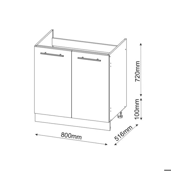 Enkel Fame-Line under vask skåp, 80x82cm utan PT, Lantlig vit, Vit, Vicco