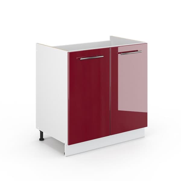 Enkel Fame-Line tvättställsunderskåp, 80x82cm utan PT, Bordeauxröd hög glans, Vit, Vicco