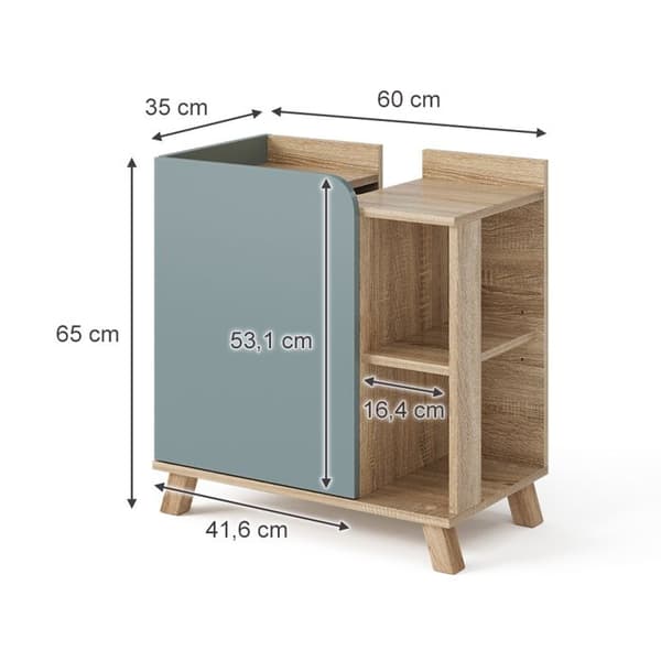 Meuble under sink Karen, 60x65cm med dörr och öppna fack, Blå-grå, Sonoma, Vicco