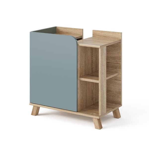 Meuble under sink Karen, 60x65cm med dörr och öppna fack, Blå-grå, Sonoma, Vicco