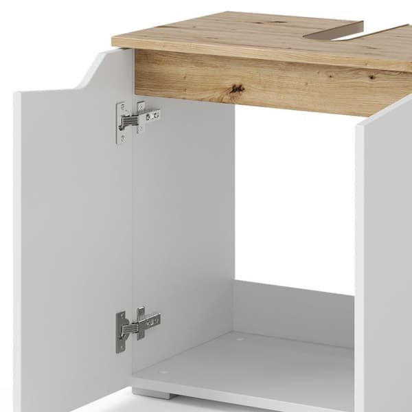 Enkel tvättställsskåp Marelle, 60x57.5cm med 2 dörrar, Vit, Artisan-ek, Vicco