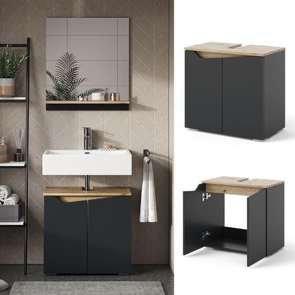 Möbel under diskho Marelle, 60x57.5cm med 2 dörrar, Antracit, Antracit, Vicco