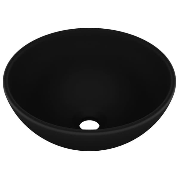 Lyxigt runt handfat matt svart 32,5x14 cm keramik