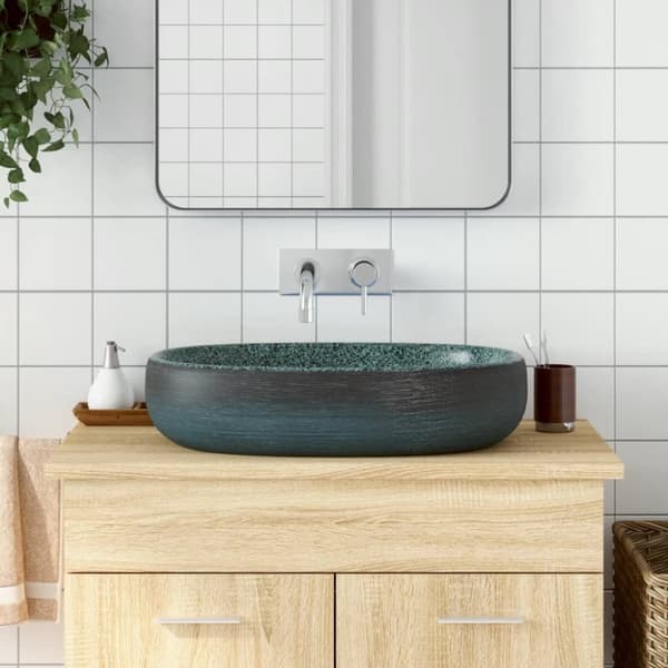 Handfat turkos oval 59x40x14 cm keramik